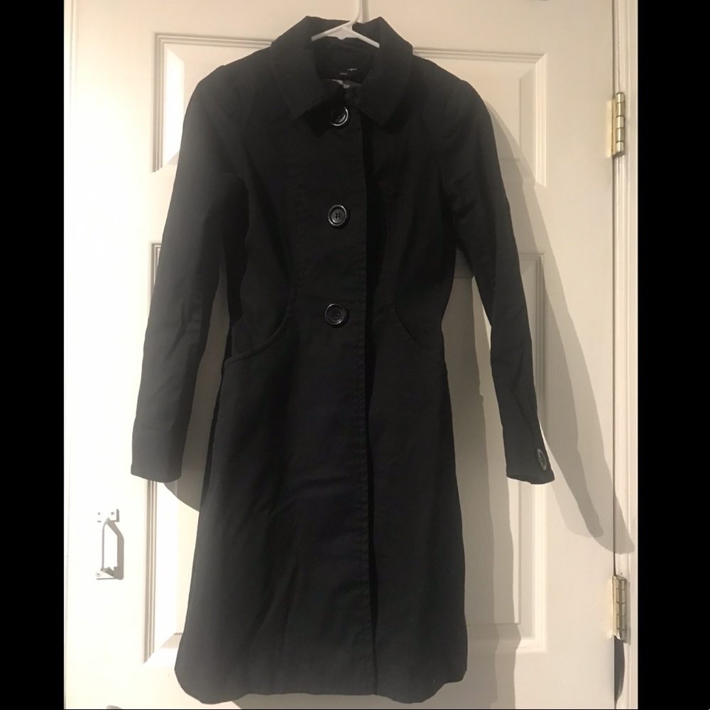 Black Ribbed w/ lining material Trench Coat